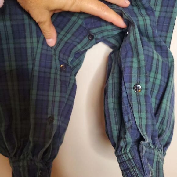 Vintage Strasburg Plaid Romper Smocked Top Peter Pan Collar Size 24 Months - Picture 3 of 5